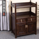 斋藏居茶柜茶水柜实木储物柜客厅置物架沙发边柜小型餐边柜酒柜茶台边柜 B歀黑胡桃色（60*35*90)无需安装