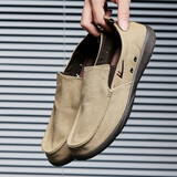 回力男鞋一脚蹬套脚懒人轻便防滑驾车鞋纯色休闲耐磨街头流行帆布鞋 卡其色 40 (250mm) 尺码标准