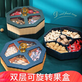 派代（PAIDAI） 糖果盒干果盒分格带盖收纳盒多层旋转零食干果盘坚果盒 双层宝蓝+橘黄