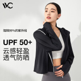 VVC防晒衣女披肩春夏季外套长袖防晒服短款皮肤衣户外薄防晒衫 沁风版-时尚黑 均码