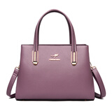 北狐正品包包女真皮2024新款中年大气手提包女士妈妈包牛皮大容量 612紫色 (真皮授权)