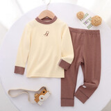 HELLOLUOBO儿童保暖内衣德绒秋衣秋裤男童加绒加厚中小童女孩家居服宝宝睡衣 AB纯色-恐龙印花 110码（建议100-110高/30-36斤）