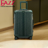 EAZZ【一体铝框｜退换免费】行李箱铝镁合金拉杆箱旅行箱登机密码皮箱 高端 铝框-墨绿色 20英寸 登机箱 签约商务手提箱