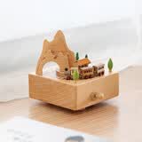 初心八音盒木质旋转音乐盒送女生520情人节礼物送女生儿童生日礼 阿里山小火车-千与千寻