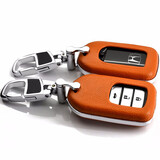 迪加伦 真皮本田钥匙包 21款 十代雅阁思域新CRV思铂睿XRV缤智钥匙套 男士汽车钥匙扣 橘黄色+钥匙扣 本田专车专用智能钥匙