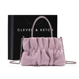CLEVER & KETCH包包女包褶皱云朵包链条包斜挎包小众高级感女士单肩包生日礼物 粉色