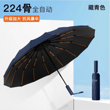 法瑞纳（FARUINA）全自动雨伞黑胶加大加厚折叠伞大号男女晴雨两用太阳伞遮阳伞 224骨全自动蓝色