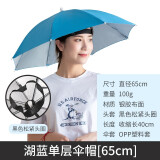 垂弦（ChuiXian） 双层防风钓鱼伞帽 头戴雨伞 防晒 折叠头伞 雨伞帽 钓鱼帽遮阳渔具 65cm单层湖蓝（防风 防晒 防雨）
