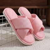 果洛菲日式木地板开口棉拖鞋男春秋软底女室内无声四季拖鞋 粉色 40/41 