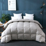 100%全棉羽绒被被壳被套纯棉防钻绒钻毛自充绒半成品内胆套面料 纯棉浅灰-拉链口 200*230cm