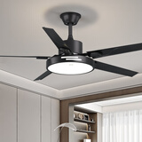 奥克斯风扇灯大尺寸静音家用吸顶一体铁艺客厅餐厅饭2025年新款吊扇灯 42寸黑色-变频-(遥控)48W