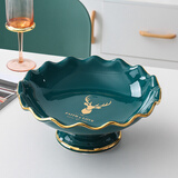 金裕尊北欧风格果盘创意轻奢风高档网红家用欧式水果盘奢华现代客厅茶几 绿 金鹿果盘（10610）