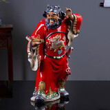 美吔 石湾公仔陶瓷人物雕塑现代中式家居客厅装饰摆件佛像招财赐福开业送礼钟馗引福归堂高30宽16CM 精品引福归堂高45宽23