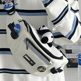 回力（Warrior）斜挎包男潮牌港风胸包新款工装风大容量休闲单肩包骑行运动腰包女 白色款【带白熊猫挂件】