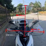 摩托车电动车踏板车前挡风玻璃电瓶车透明挡风板高清加宽护手款 T型_2.5mm_有胶边+配件+扳手