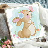 春天十字绣小件自己绣手工客厅卧室新款卡通兔子儿童简约现代四联画 【生态棉】【1273-小萌兔4】