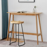 竹艺匠家用桌简约靠墙实木长条高脚桌酒吧桌咖啡厅高脚桌椅 吧台凳子两张