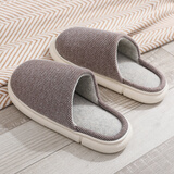 果洛菲（GUOLUOFEI）家居棉拖鞋秋冬室内地板棉麻包头情侣防滑加厚拖鞋男 咖啡 44-45