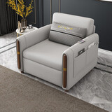 翼度空间坐卧两用床铁 实木沙发床多功能两用 客厅书房折叠床沙发变床组合 浅灰色1133-37 外径0.85米海绵款 无储物 单人位