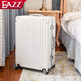 EAZZ【速发-加厚耐摔】行李箱铝框拉杆箱旅行男女学生密码箱登机皮箱 【坚固铝框】白色 26英寸 =中长途8天+箱套
