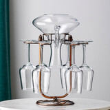 SingLe派创意红酒架摆件红酒杯高脚杯红酒杯架欧式葡萄酒架酒瓶架高脚杯架 艺坊一体架+优雅6支+CQ醒酒器