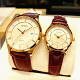 劳士顿（ROSDN）七夕情人节礼物送女友男友情侣手表一对品牌男友简约男士女士手表 3212玫瑰金情侣表一对