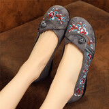 京睿 春夏老北京布鞋女单鞋妈妈鞋民族风绣花鞋一脚蹬聚氨酯底防滑 灰色2-11 39