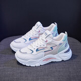 BFM女鞋轻便百搭老爹鞋女运动休闲鞋学生青少年跑步鞋软底网面小白鞋 811-1白兰【双网】 38