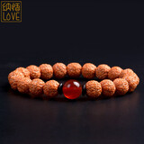 纳悟天然原籽单圈龙鳞纹小金刚菩提子手串 男女士盘玩佛珠文玩送礼品 红玛瑙配珠款