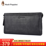 暇步士（Hush Puppies）男士真皮手包头层牛皮手拿包男包大容量手抓包信封包手腕包男包 黑色双色纹