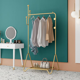 滚牛多功能衣帽架挂衣架落地收纳架卧室内铁艺挂衣服架子服装店展示架 1266新款长120cm金色