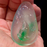 翡翠祥冰种满绿缅甸A货翡翠吊坠玉观音帝王绿佛公渡母女玉佩【付尾款】 高冰飘绿菩萨，尾款3000