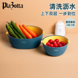 plazotta seit 1893德国  加厚双层洗菜篮厨房洗菜盆 沥水篮 创意客厅果盆 水果篮 普通蓝黄色一大一小2个7000ml