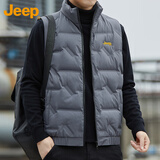 JEEP吉普羽绒马甲男冬季加厚保暖外套男士休闲背心衣服男装 深灰 2XL