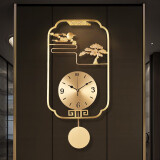 七秒印象 七 七秒（qimiao）新中式纯铜钟表轻奢网红时尚挂钟客厅家用个性创意艺术挂墙时钟 迎客松纯铜挂钟