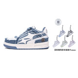 KILLWINNER【王鹤棣同款】Noah's ark牛仔破碎流星男鞋潮牌情侣运动板鞋女 蓝色 38