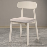 远舰全实木椅子餐椅家用靠背椅中古风原木风奶油风书桌椅简约餐桌椅子 亮白+浅灰色棉麻软包 1把（整装发货免安装 两把起发）