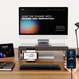 易游（YIYO） 易游办公室电脑增高架垫高充电金属USB排插底座显示器增高置物架 黑色 R6-C插座+手机支架（高14cm）