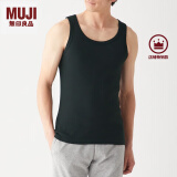 无印良品（MUJI）男式 无缝罗纹编织背心 2件装 内衣家居服 FA01CC3S 黑色 S