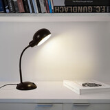 平民贵族经典学生学习金属台灯卧室床头读写台灯普通简约可用白炽灯泡宿舍 咖啡色带5W三色变光灯泡