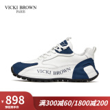 VICKI BROWN【VB男鞋】法国未毕男士休闲鞋时尚撞色老爹鞋增高舒适鞋子男户外 白深蓝 39 (欧码)