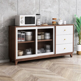 森登餐边柜一体靠墙现代简约储物柜客厅茶水柜厨房推拉碗柜北欧 160*40*96白