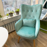 阿拉蕾 单人沙发 北欧式现代简约卧室客厅阳台轻奢小户型休闲布艺沙发 高靠背小沙发单人位椅子 蒂芙尼蓝（丝绒） 单人位