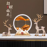 赟娅招财鹿解压流沙画沙漏摆件轻奢高档电视柜办公室装饰乔迁新居礼物 招财福鹿【黄色流沙画】