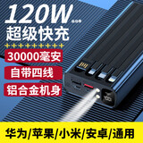 诺希贝思【3C认证】120W快充充电宝20000毫安自带线可上飞机高铁火车30000大容量便携移动电源适用于华为 标准版3万丨【120W超级快充】提速300% 自带四线丨铝合金机身丨LED照明灯丨智能