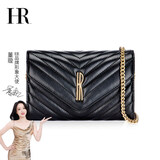 HR赫莲娜包包女包轻奢时尚单肩包链条斜挎包小方包百搭手拿包礼物 黑色【大号】