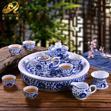 艾莹嘉景德镇功夫茶具整套青花瓷茶壶茶杯家用陶瓷喝泡茶高档送朋友礼品 青花缠枝莲