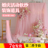 靓做 纱幔网纱布婚礼纱幔窗帘纱网纱布料幼儿园环创网纱舞台拍摄道具 粉色2米【1.6米宽】