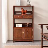 寻古红木家具非洲鸡翅木（学名：非洲崖豆木）小书架实木餐边柜新中式客厅矮书柜置物储物茶水柜子 单个:长80*宽32*高126cm(胡桃色)