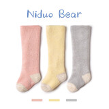 尼多熊儿童袜子秋冬宝宝中长筒加厚保暖加绒护膝袜婴儿长筒袜冬过膝袜